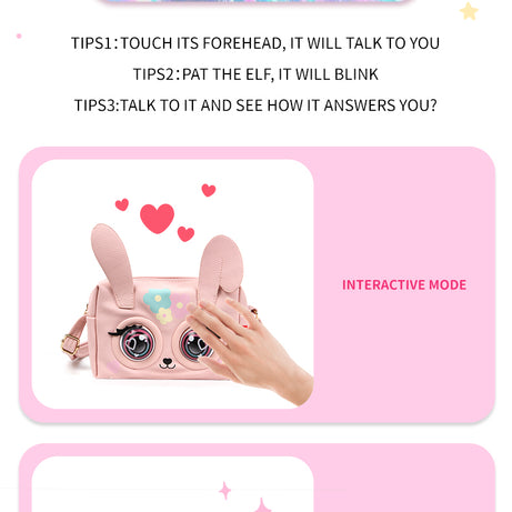 Supercute Talking Elf Interactive Messenger Bag Toy for Kids – Music, Sleep & Voice Modes | 6 Variants – Unicorn, Rabbit, Panda, Leopard, Black Cat & Fawn | Gift Box Packed | 3+ Years