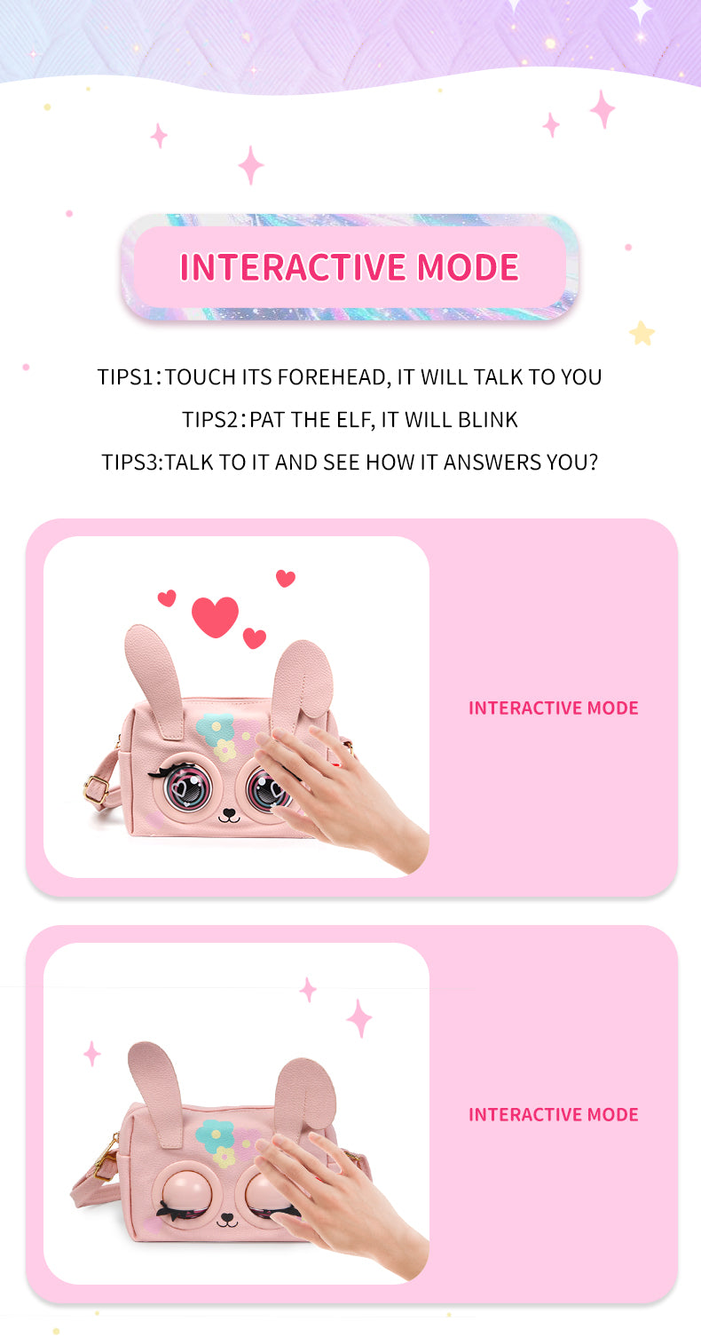 Supercute Talking Elf Interactive Messenger Bag Toy for Kids – Music, Sleep & Voice Modes | 6 Variants – Unicorn, Rabbit, Panda, Leopard, Black Cat & Fawn | Gift Box Packed | 3+ Years