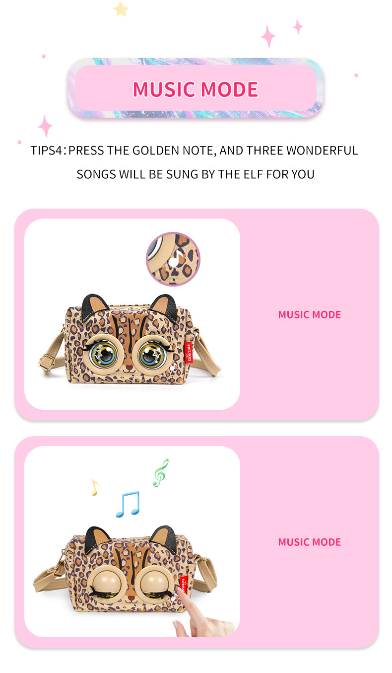 Supercute Talking Elf Interactive Messenger Bag Toy for Kids – Music, Sleep & Voice Modes | 6 Variants – Unicorn, Rabbit, Panda, Leopard, Black Cat & Fawn | Gift Box Packed | 3+ Years