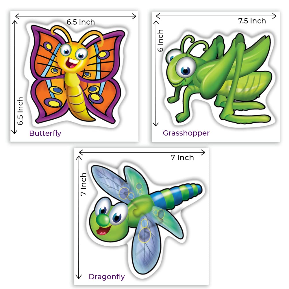 Toykraft My First Insects Puzzles Six 3-Piece Puzzles for Toddlers | Colorful, Engaging & Educational Jigsaw Puzzle for Ages 2+ - MINIMEE KIDS