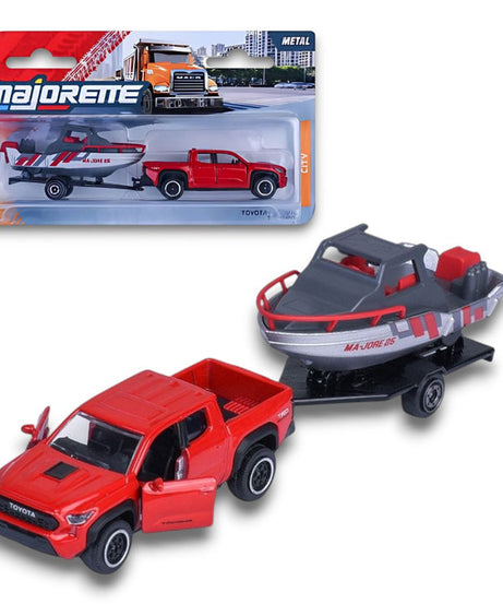 Majorette City Trailers Die-Cast Vehicle Set with Trailer – Metal Miniature Toy Vehicles | 6 Assorted Variants | Moving Parts | 13cm Collectible Toy Cars for Kids 3+ Years