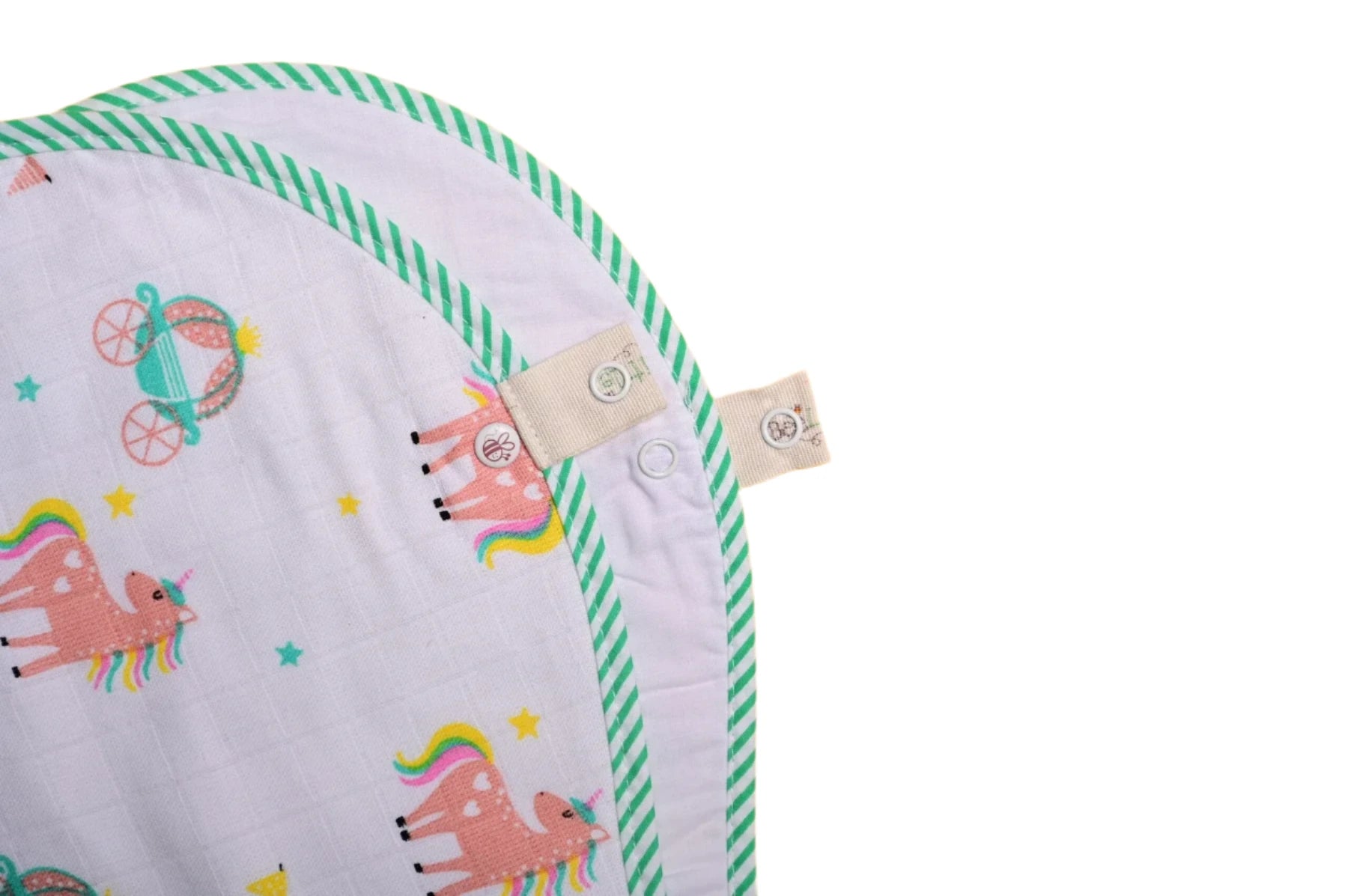 BeeLittle Organic Magic Unicorn Muslin Burpy Bib - 100% Cotton - 23"x9.5"