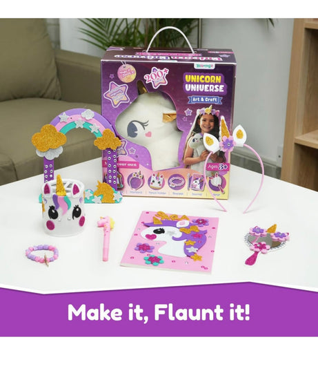 Bloomingo Unicorn Universe 6-in-1 DIY Craft Kit with Unicorn Plush Toy | Perfect for Ages 3+ | 200+ Piece Bundle Set - MINIMEE KIDS