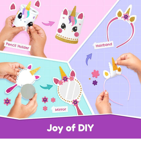 Bloomingo Unicorn Universe 6-in-1 DIY Craft Kit with Unicorn Plush Toy | Perfect for Ages 3+ | 200+ Piece Bundle Set