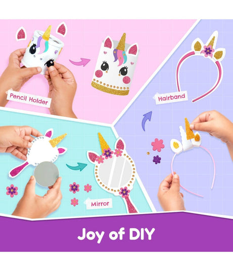 Bloomingo Unicorn Universe 6-in-1 DIY Craft Kit with Unicorn Plush Toy | Perfect for Ages 3+ | 200+ Piece Bundle Set - MINIMEE KIDS