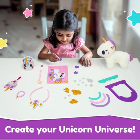 Bloomingo Unicorn Universe 6-in-1 DIY Craft Kit with Unicorn Plush Toy | Perfect for Ages 3+ | 200+ Piece Bundle Set