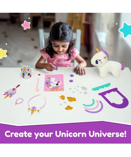 Bloomingo Unicorn Universe 6-in-1 DIY Craft Kit with Unicorn Plush Toy | Perfect for Ages 3+ | 200+ Piece Bundle Set - MINIMEE KIDS
