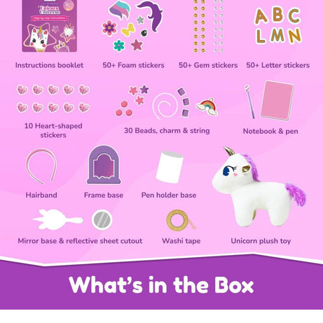 Bloomingo Unicorn Universe 6-in-1 DIY Craft Kit with Unicorn Plush Toy | Perfect for Ages 3+ | 200+ Piece Bundle Set