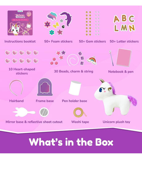 Bloomingo Unicorn Universe 6-in-1 DIY Craft Kit with Unicorn Plush Toy | Perfect for Ages 3+ | 200+ Piece Bundle Set - MINIMEE KIDS