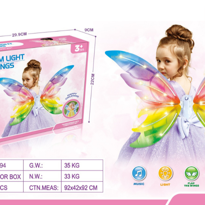 Dream Light Wings | Flap Wings with Music & Light | Enchanting Butterfly Wings with Music and Lights for Magical Playtime - MINIMEE KIDS