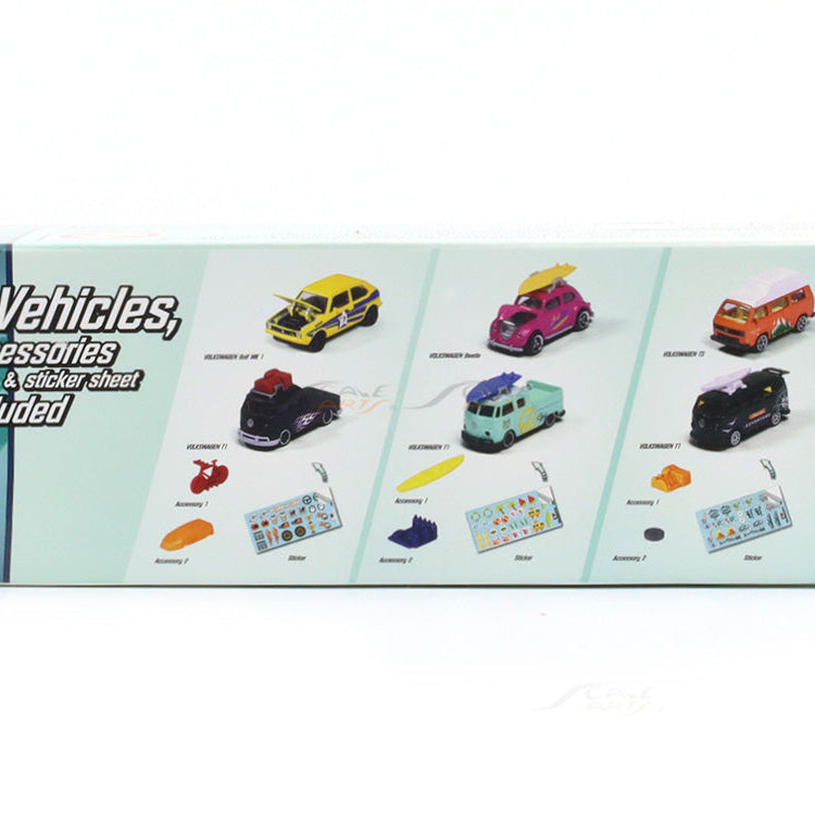 Majorette Volkswagen The Originals 2-Vehicle Gift Pack (3 Assorted Sets) | Officially Licensed Die-Cast Cars with Accessories & Sticker Sheet, for Kids & Collectors Aged 3+