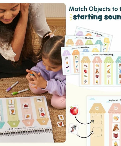 Curious Cub Alphabets Busy Book Interactive Learning Toy for Ages 2-5 Years | Reusable Educational Activity Book to Develop Letter Recognition, Vocabulary, and Fine Motor Skills - MINIMEE KIDS