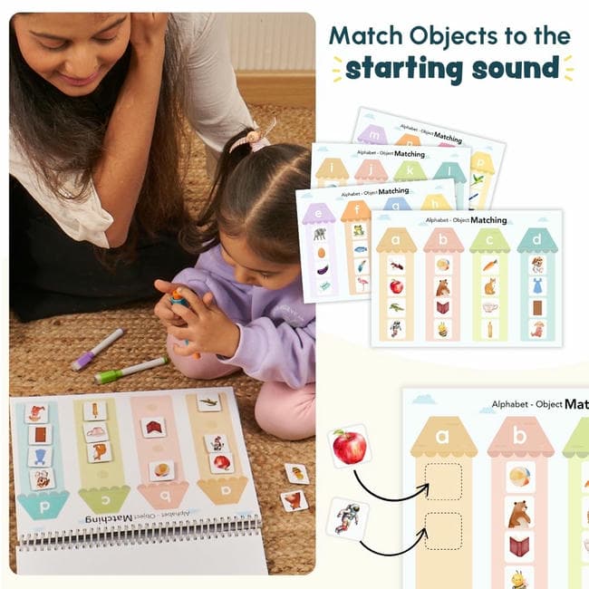 Curious Cub Alphabets Busy Book Interactive Learning Toy for Ages 2-5 Years | Reusable Educational Activity Book to Develop Letter Recognition, Vocabulary, and Fine Motor Skills