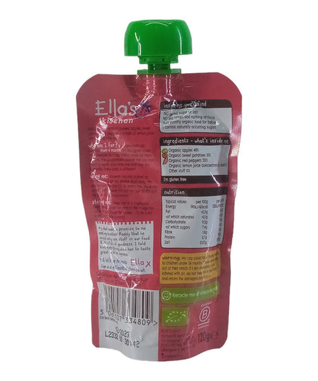 Ella’s Kitchen Apples, Sweet Potatoes & Peppers – Organic Super Smooth Puree for Babies 4+ Months – 120g – No Added Sugar, Salt, or Water – Just Yummy Organic Goodness