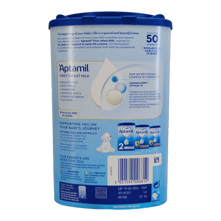 Aptamil First Infant Milk Stage 1 (0-6 Months) | 800g | Made in EU Ireland | Gentle Infant Formula for Healthy Growth - MINIMEE KIDS