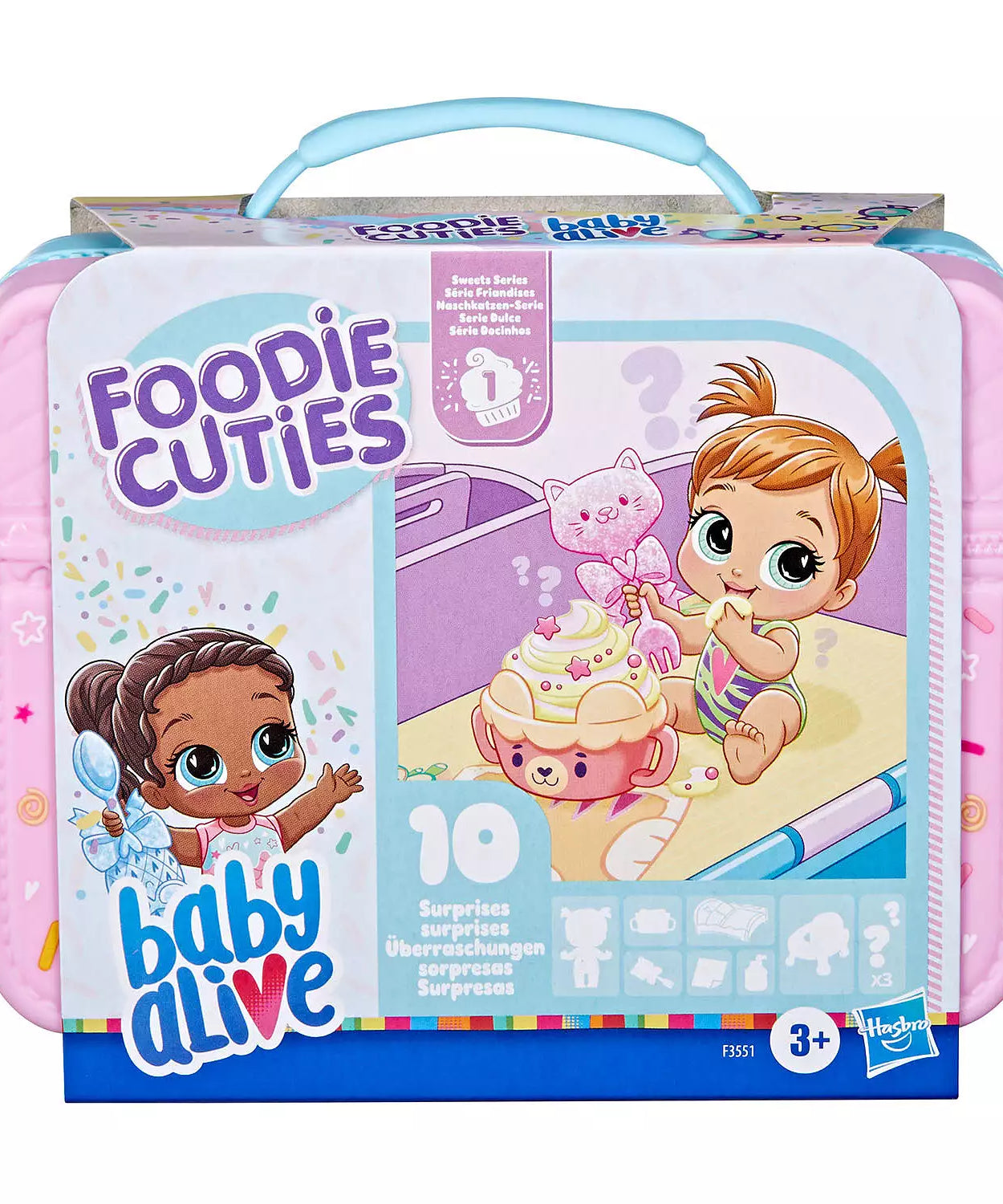 Hasbro Baby Alive Foodie Cuties, Sweets Series 1 - 3-Inch Doll with 10 Surprises, Lunchbox-Style Case, Portable Playset for Kids Ages 3+