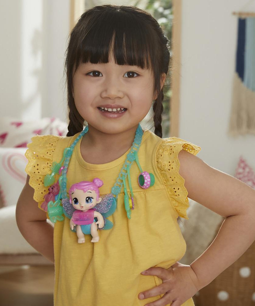 Hasbro Baby Alive Glo Pixies Minis Carry ‘n Care Necklace - Sugar Sprinkle Pixie Doll, 3.75-Inch Toy with Charm Necklace & Doll Carrier for Kids Ages 3+