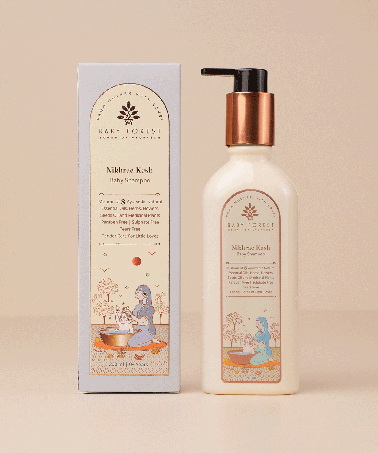 Baby Forest Nikhrae Kesh Ayurvedic Baby Shampoo – 200ml | Natural Cleanser with Neem, Aloe Vera & Hibiscus | Sulphate-Free & Tear-Free for Infants - MINIMEE KIDS