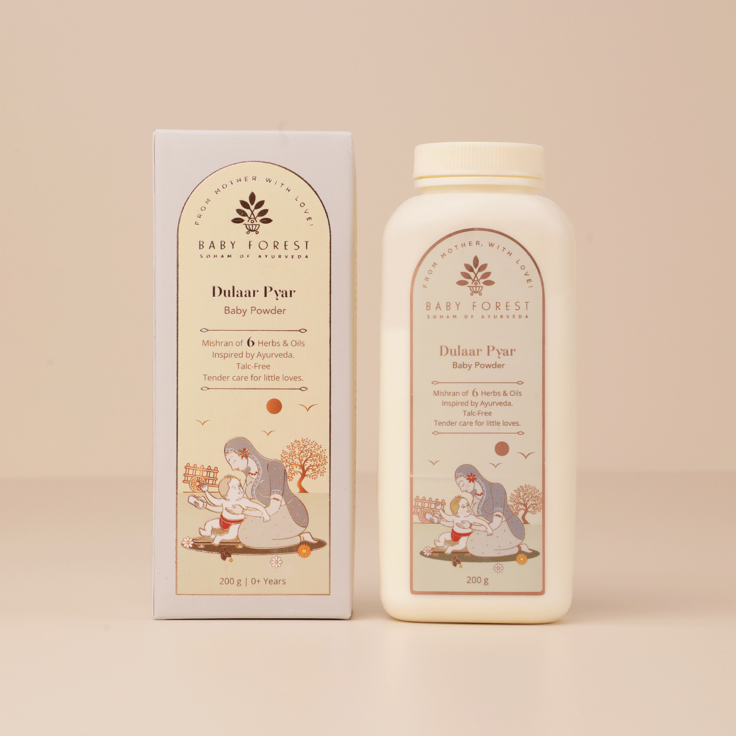 Baby Forest Dulaar Pyar Ayurvedic Talc-Free Baby Powder for 0+ Years – 200g | Gentle Corn & Oats Formula to Soothe Rashes & Keep Baby’s Skin Fresh, Dry & Protected | Enriched with Aloe Vera, Chamomile & Calendula