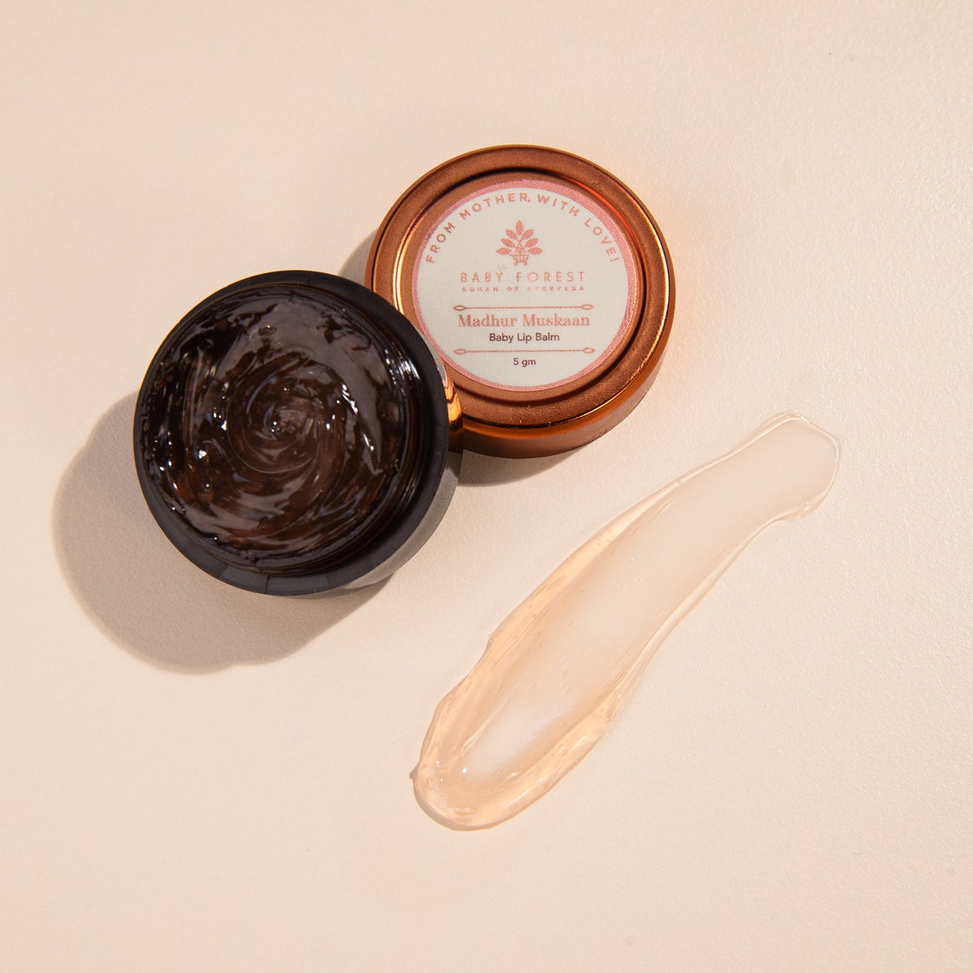 Baby Forest Madhur Muskaan Baby Lip Balm for Kids Aged 2+ Years | 100% Natural Ayurvedic Lip Moisturizer with Coconut, Aloe Vera & Pomegranate Oils | Safe, Gentle & Toxin-Free Balm | 5g