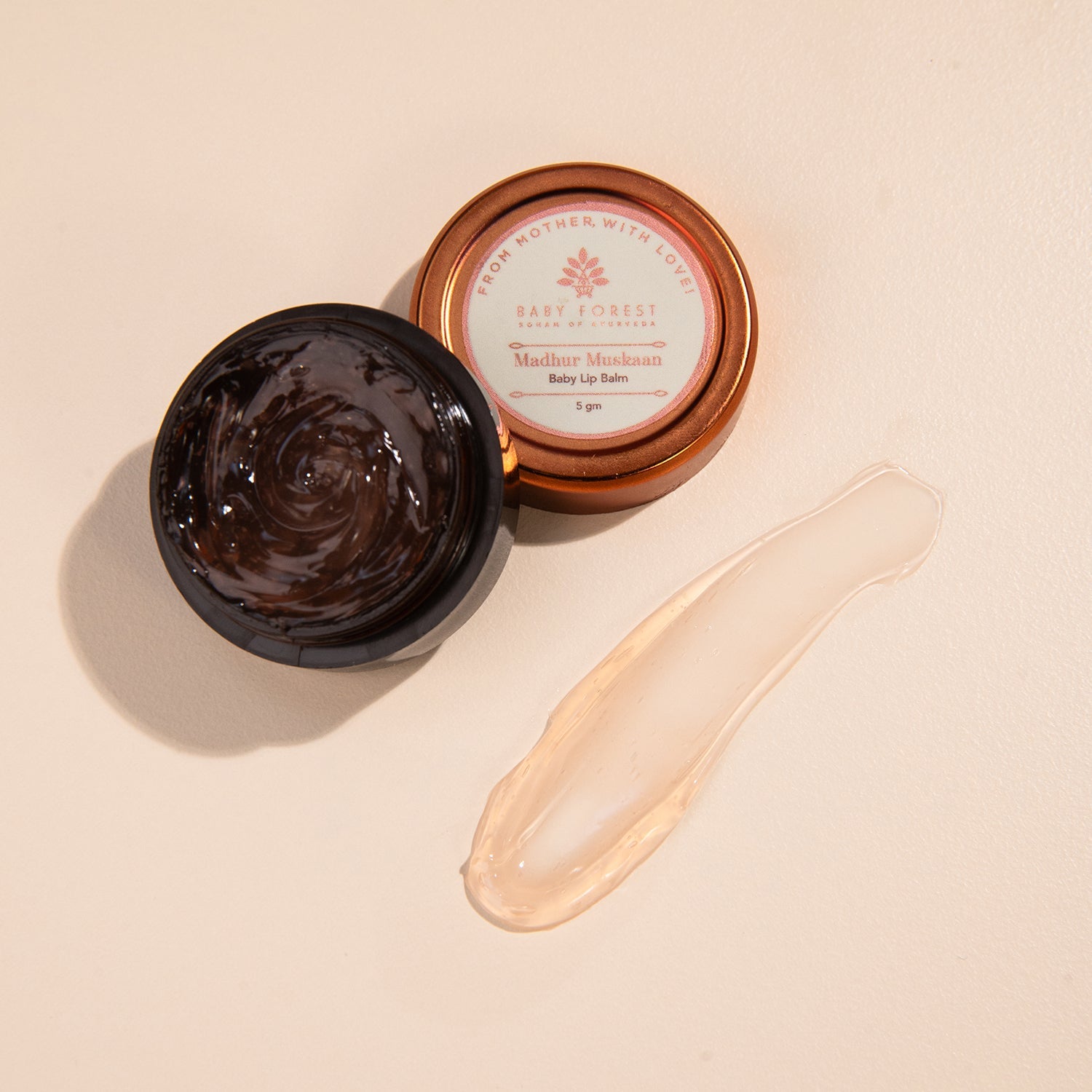 Baby Forest Madhur Muskaan Baby Lip Balm for Kids Aged 2+ Years | 100% Natural Ayurvedic Lip Moisturizer with Coconut, Aloe Vera & Pomegranate Oils | Safe, Gentle & Toxin-Free Balm | 5g