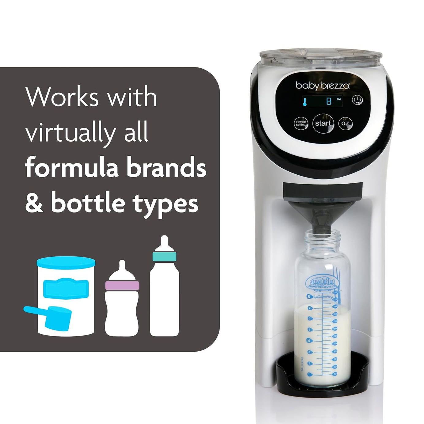 Baby Brezza Formula Pro Mini - Automatic Formula Maker for Quick and Easy Bottle Preparation | Compact, BPA-Free, and Adjustable Sizes