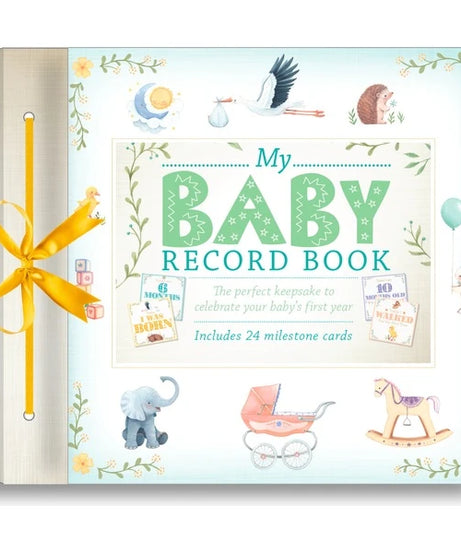 Hinkler My Baby Record Book with 24 Milestone Cards | Gender-Neutral Keepsake Memory Book with Photo Space & Nursery Rhymes | Baby’s First Year Tracker Gift - MINIMEE KIDS