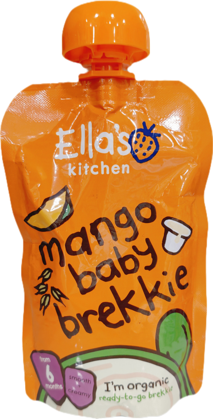 Ella’s Kitchen Mango Baby Brekkie – Organic Smooth & Creamy Breakfast Puree for Babies 6+ Months – Made with Mangoes, Whole Milk Yogurt, Oats & Rice Flour – 100g – No Added Sugar, Salt, or Water