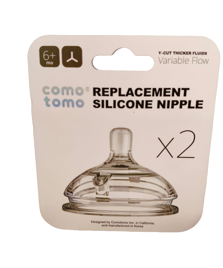 comotomo Replacement Silicone Nipple for 6+ Months | Y-Cut Thicker Fluids Variable Flow - Pack of 2 Teats - MINIMEE KIDS