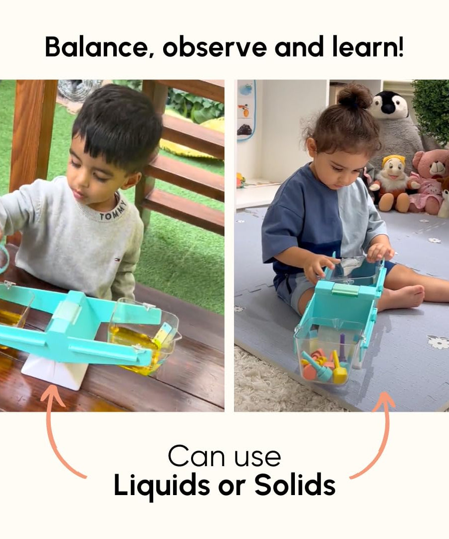 Curious Cub Wooden Balancing Scale, Educational Weighing Toy for Kids 3+ | Montessori-Inspired STEM Learning Game with Colorful Weights to Teach Balance, Mass, and Counting - MINIMEE KIDS