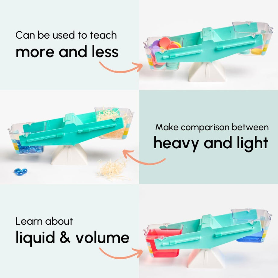 Curious Cub Wooden Balancing Scale, Educational Weighing Toy for Kids 3+ | Montessori-Inspired STEM Learning Game with Colorful Weights to Teach Balance, Mass, and Counting