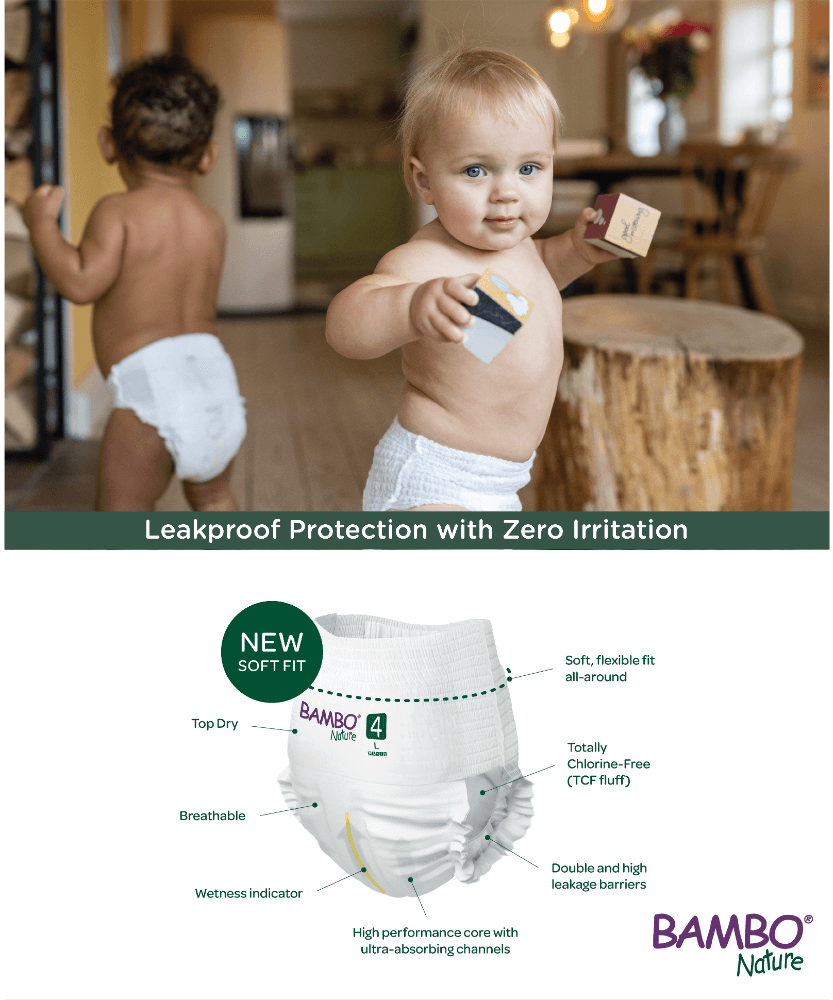Bambo Nature Pant Style Diapers 6 - XXL 15+ kgs Pack of 18 Diapers | Skin-Friendly & Eco-Friendly - MINIMEE KIDS