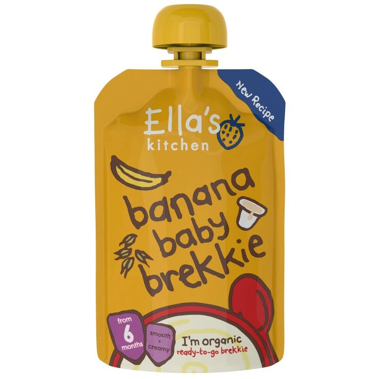 Ella’s Kitchen Banana Baby Brekkie – Organic Fruit & Yogurt Puree for Babies 6+ Months – Made with Bananas, Whole Milk Yogurt, Oats & Rice Flour | 100g | No Added Sugar, Salt, or Water