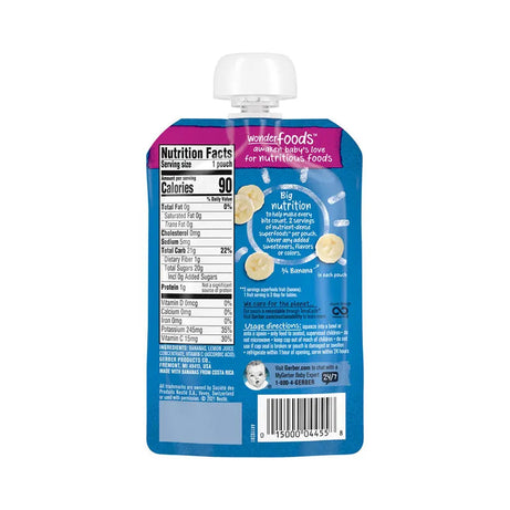 Gerber Natural for Baby Wonderfoods Banana Puree Pouch – 99g | Non-GMO, No Added Sugar, Rich in Potassium & Vitamin C