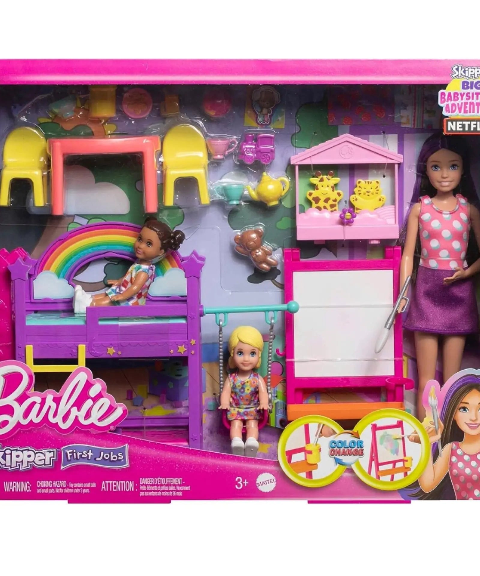 Barbie Skipper Babysitters Inc. Ultimate Daycare Playset with 3 Dolls, Furniture, Bunk Beds, and 15+ Accessories for 3+ Years