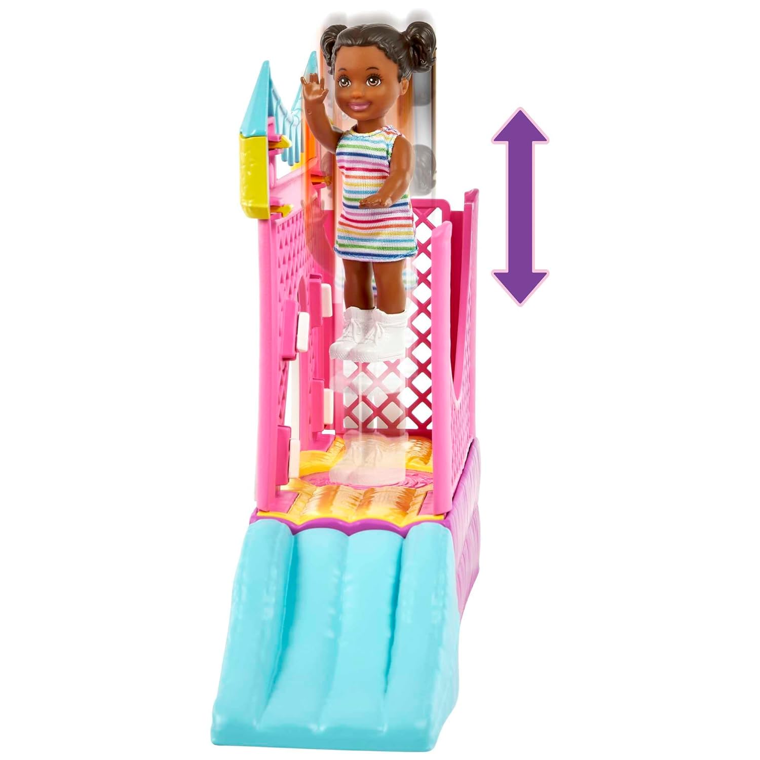 Barbie Skipper Babysitters INC Playset with Bounce House, Swing & Tricycle – Fun Playground Adventure for Kids 3+ Years