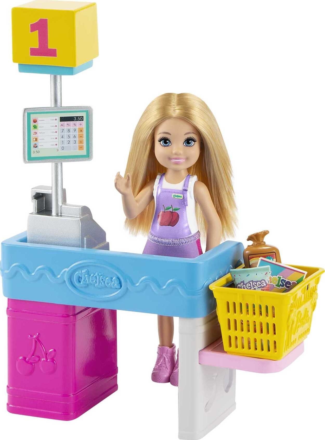 Barbie Chelsea Can Be…™ Snack Stand Playset with Blonde Small Doll, Checkout Counter, Weighing Scale & 15+ Grocery-Themed Accessories for Imaginative Shopping Fun