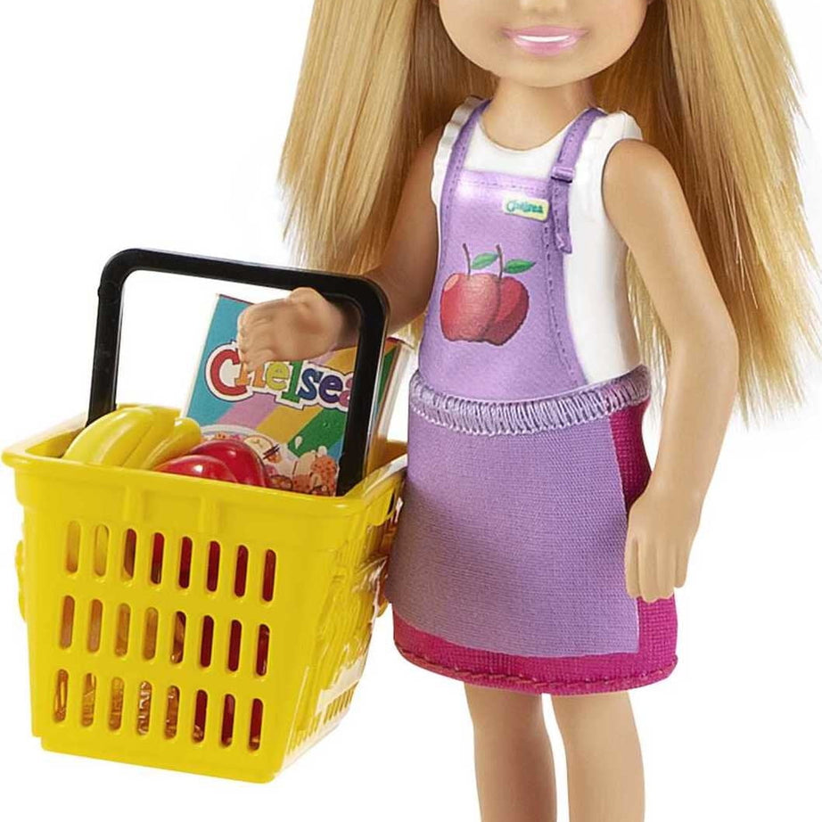 Barbie Chelsea Can Be…™ Snack Stand Playset with Blonde Small Doll, Checkout Counter, Weighing Scale & 15+ Grocery-Themed Accessories for Imaginative Shopping Fun