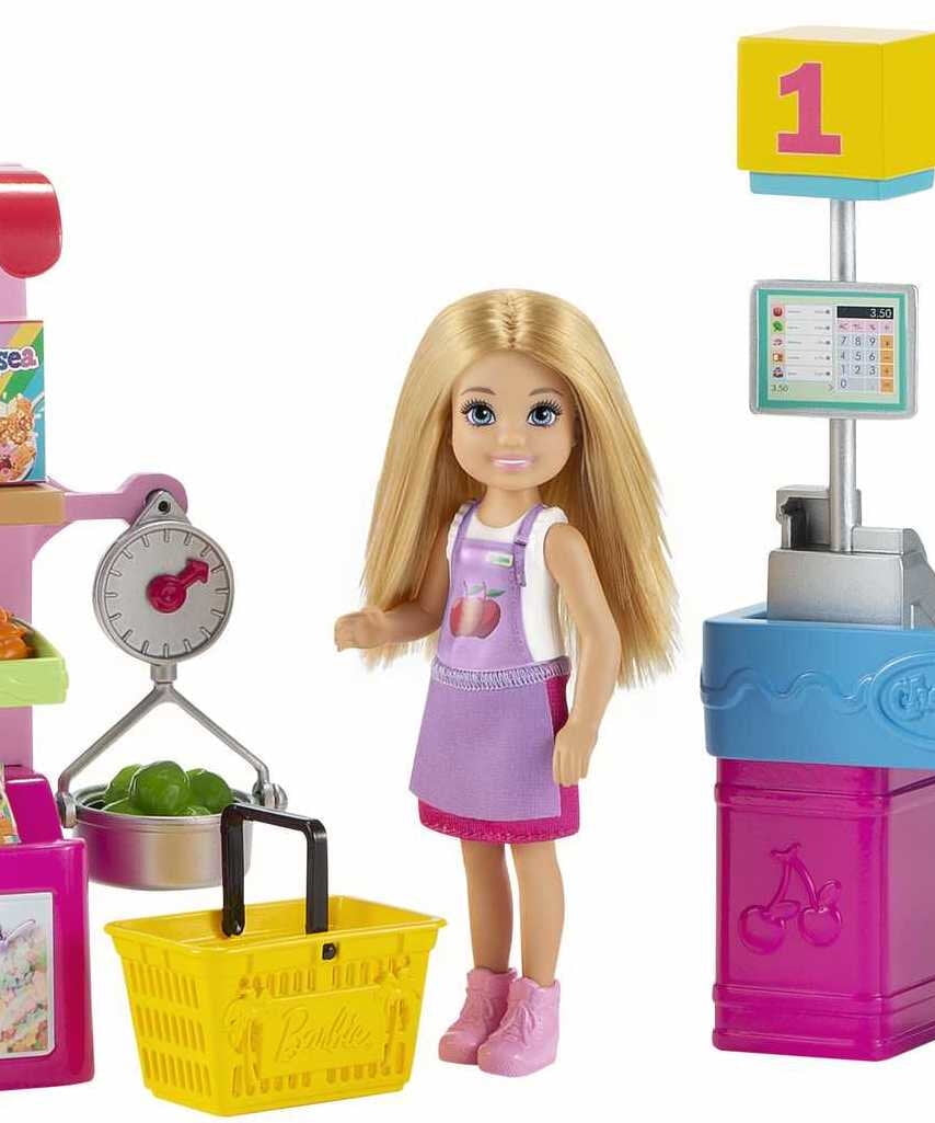 Barbie Chelsea Can Be…™ Snack Stand Playset with Blonde Small Doll, Checkout Counter, Weighing Scale & 15+ Grocery-Themed Accessories for Imaginative Shopping Fun