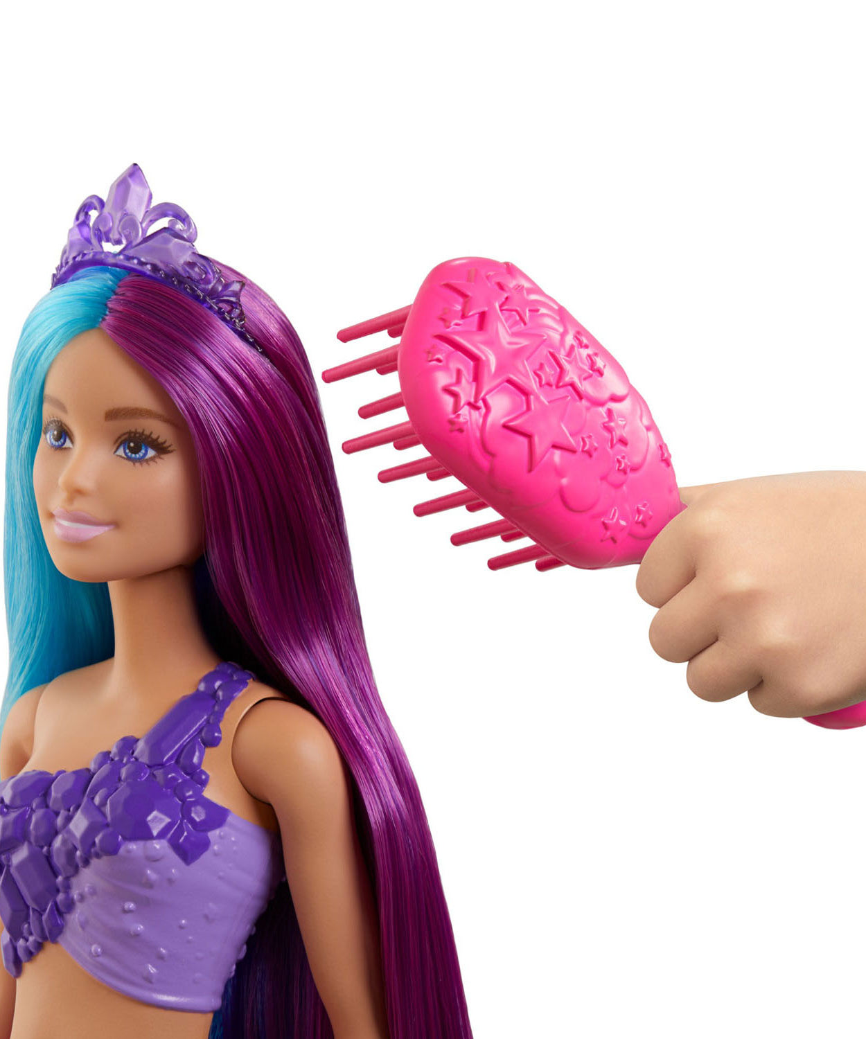 Barbie Dreamtopia Mermaid Doll (13-Inch) with Extra-Long Two-Tone Fantasy Hair, Hairbrush, Tiaras & Styling Accessories, Perfect Gift for Ages 3 and Up