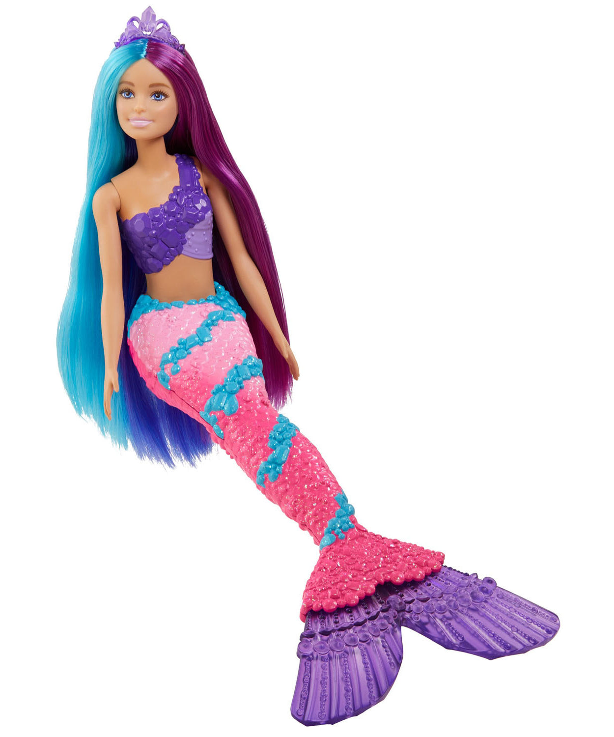 Barbie Dreamtopia Mermaid Doll (13-Inch) with Extra-Long Two-Tone Fantasy Hair, Hairbrush, Tiaras & Styling Accessories, Perfect Gift for Ages 3 and Up