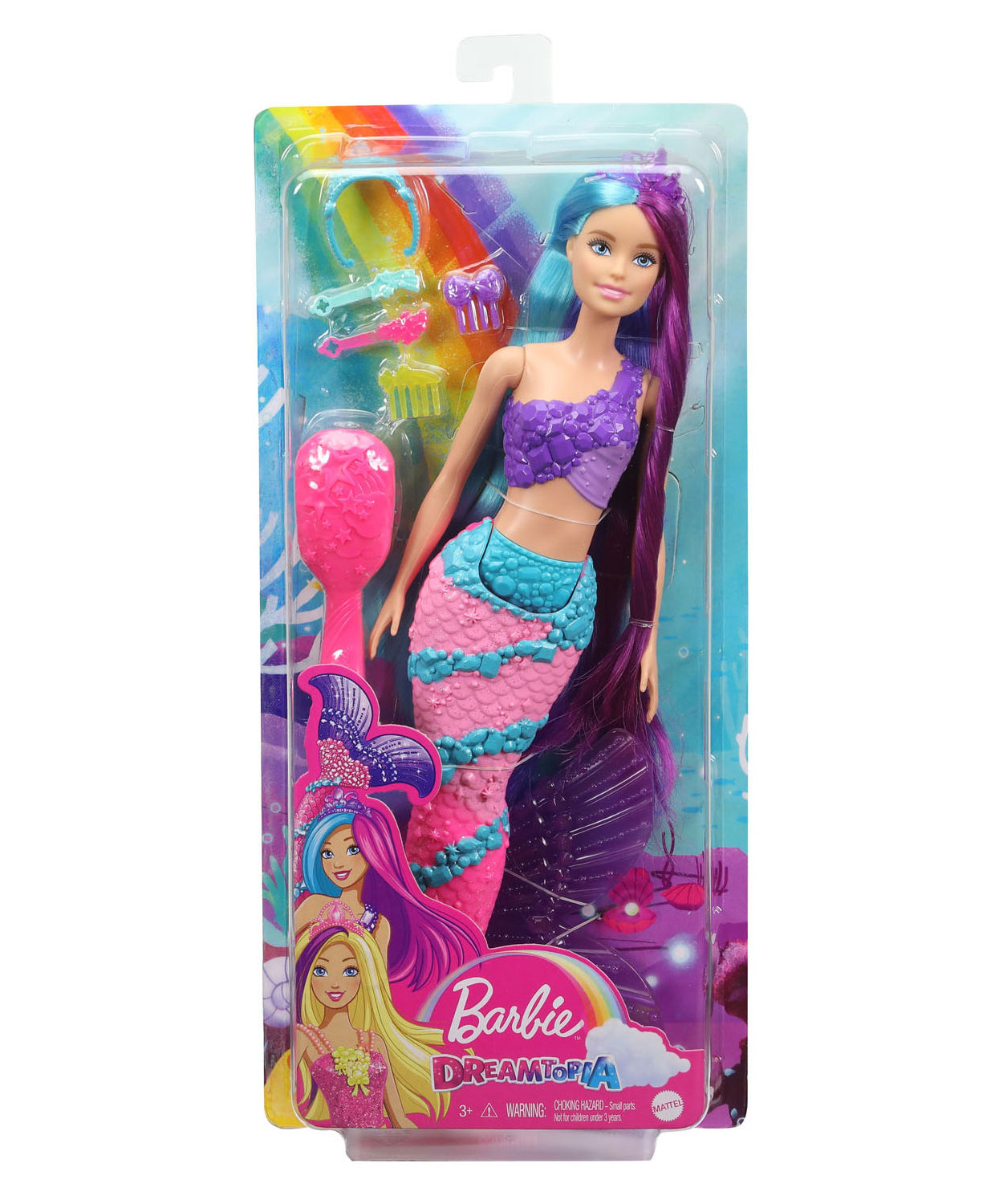 Barbie Dreamtopia Mermaid Doll (13-Inch) with Extra-Long Two-Tone Fantasy Hair, Hairbrush, Tiaras & Styling Accessories, Perfect Gift for Ages 3 and Up
