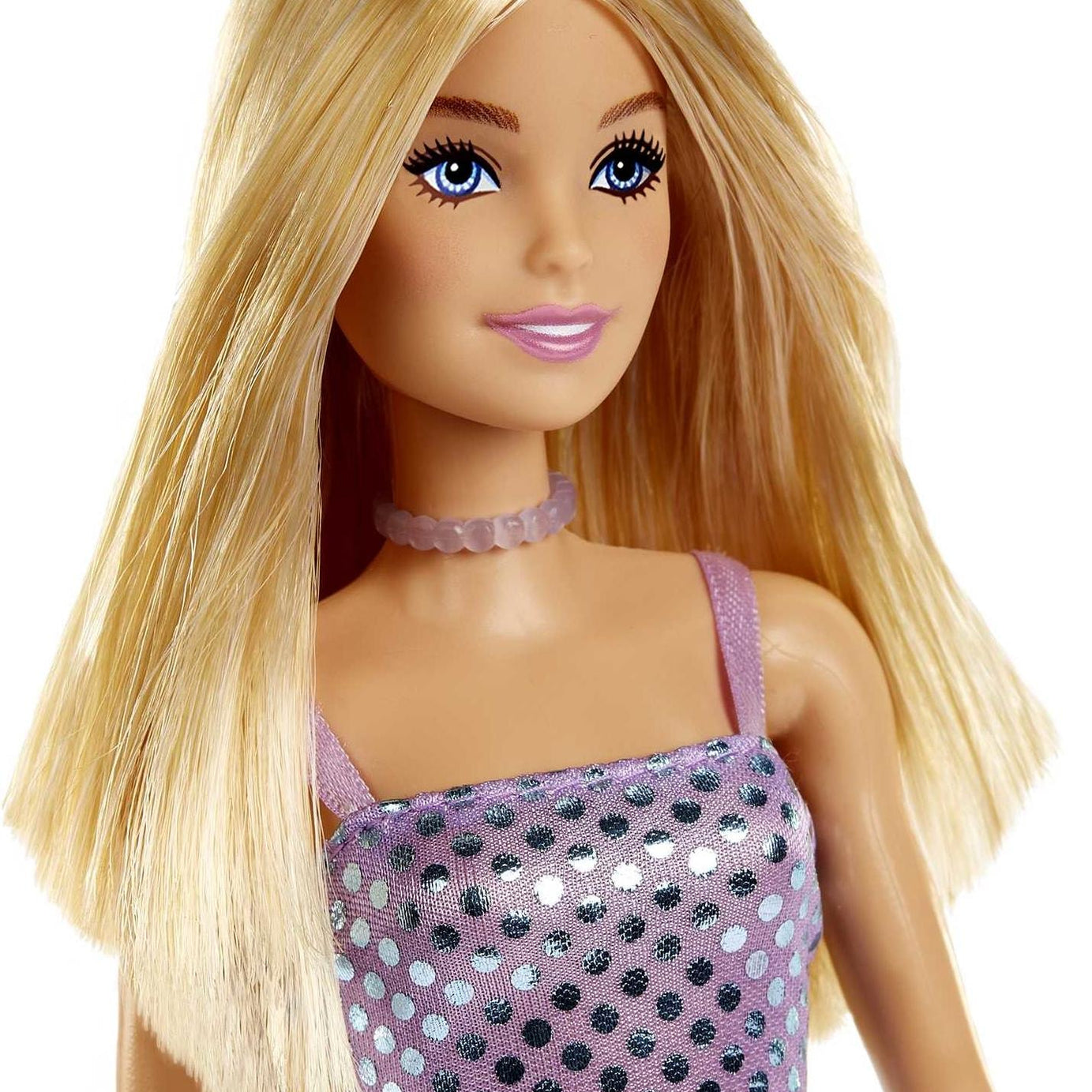 Barbie Blonde Hair Doll in Lavender Metallic Mini Dress with High Heels & Accessories – Fashion Play Doll for Kids 3+ Years | HJR93