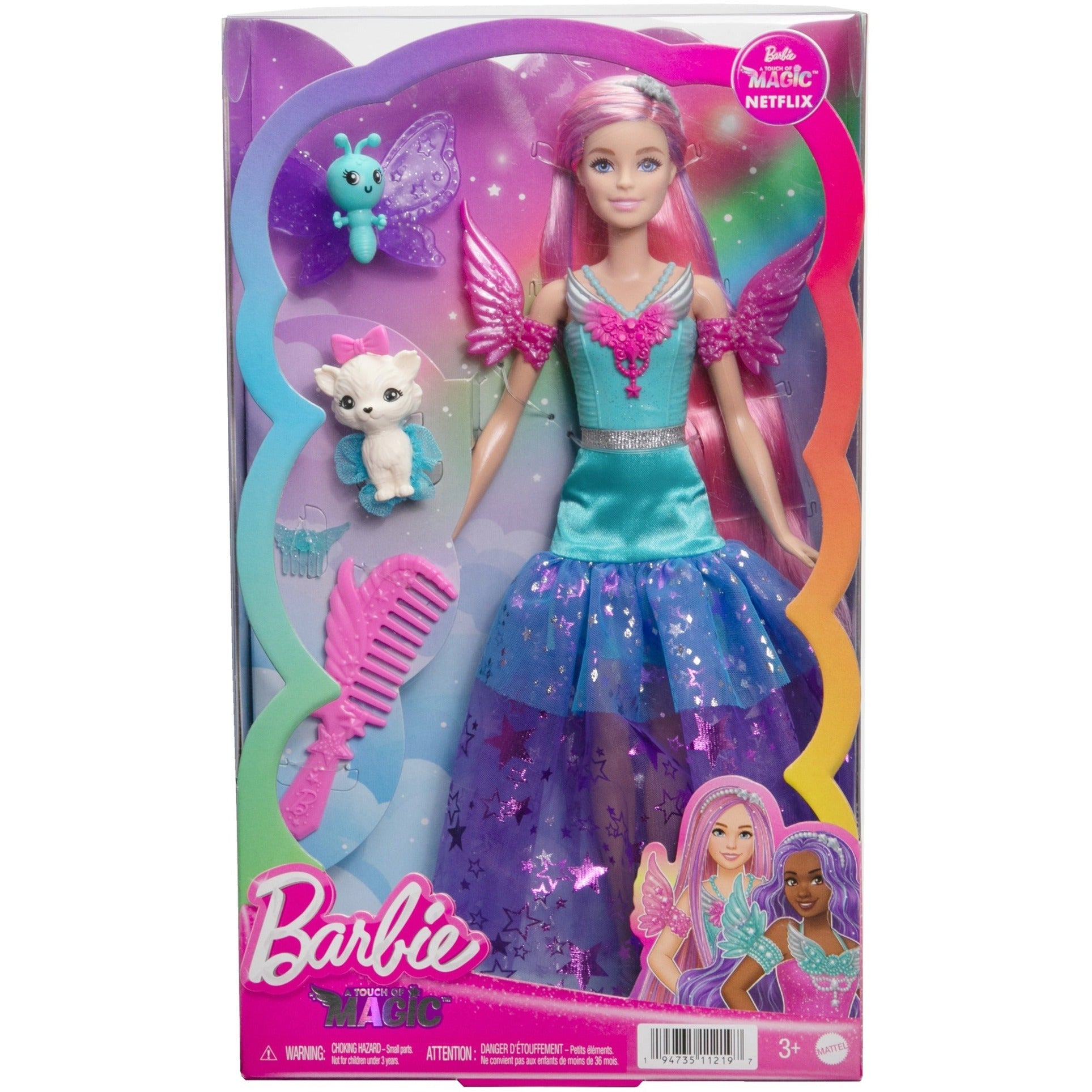 Barbie A Touch of Magic™ Malibu 30cm Doll – Fantasy Hair, Fairytale Dress & Adorable Pets for Magical Play | 3+ Years