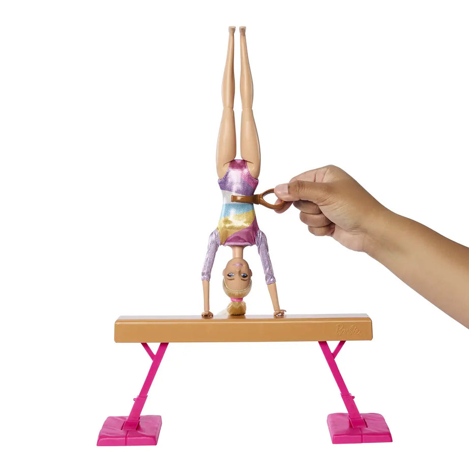 Barbie You Can Be Anything Gymnast Playset with Balance Beam, Flipping Feature & 10+ Accessories – Gymnastics Role Play Toy for Kids 3+ Years