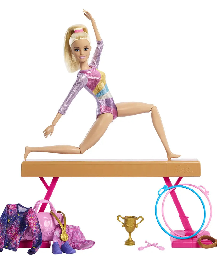 Barbie You Can Be Anything Gymnast Playset with Balance Beam, Flipping Feature & 10+ Accessories – Gymnastics Role Play Toy for Kids 3+ Years - MINIMEE KIDS