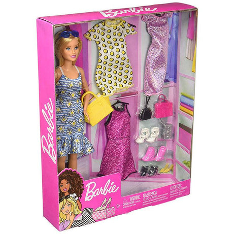 Barbie Doll & Fashions Accessories | JCR80 - 4 Trendy Outfits, Shoes & Purses for Mix & Match Play, Ages 3+