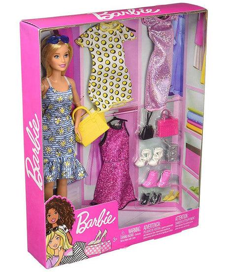 Barbie Doll & Fashions Accessories | JCR80 - 4 Trendy Outfits, Shoes & Purses for Mix & Match Play, Ages 3+