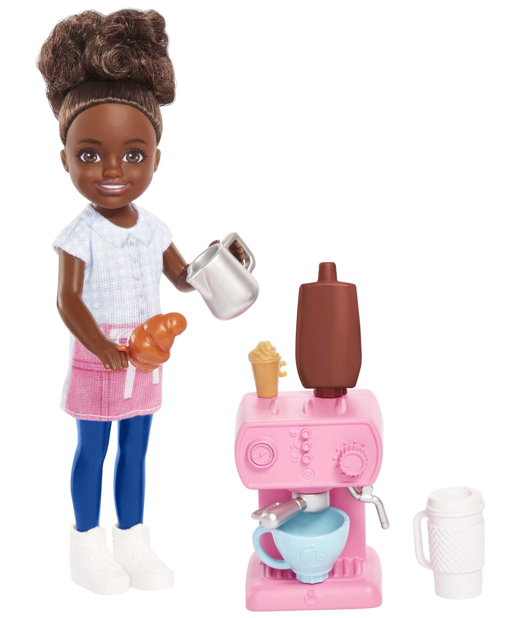 Barbie Chelsea Can Be… Barista 6" Doll Playset with Coffee Accessories – Fun Career Role-Playing Toy for Kids 3+ Years - MINIMEE KIDS
