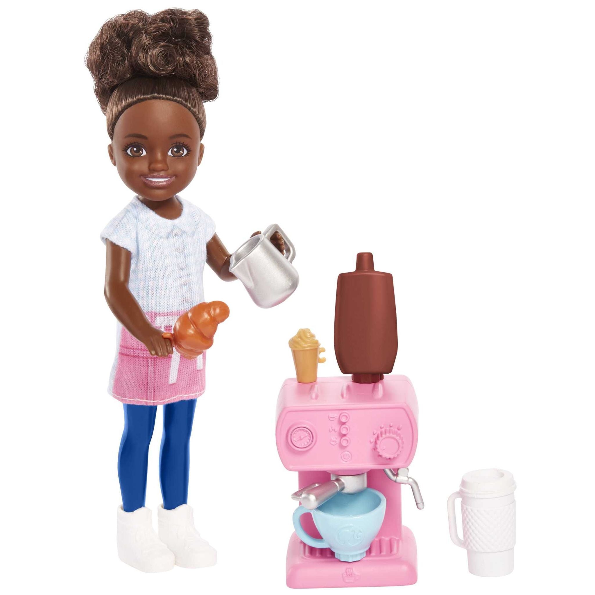 Barbie Chelsea Can Be… Barista 6" Doll Playset with Coffee Accessories – Fun Career Role-Playing Toy for Kids 3+ Years - MINIMEE KIDS